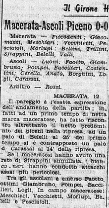 Da "Il Littoriale" dell'epoca: tabellino e mini-cronaca